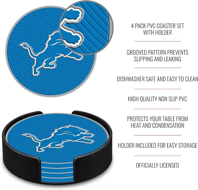Rico Industries NFL Football Classic Favorites: PVC Coaster Set (4-Pack)