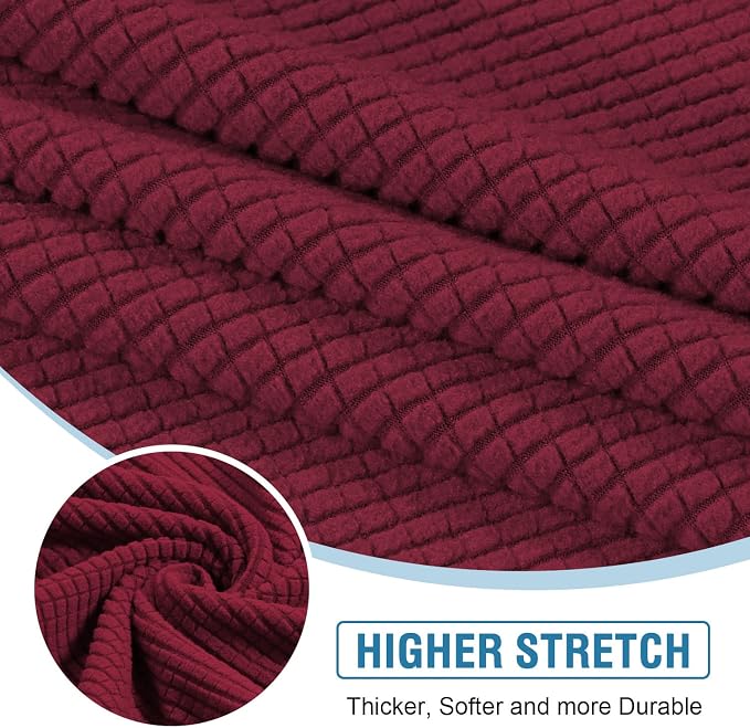 H.VERSAILTEX Sectional Couch Covers 4 Pieces Sofa Seat Cushion Covers L Shape Separate Cushion Couch Chaise Cover for Both Left/Right Sectional Couch (Seat Only: 1 Chaise + 3 Sofa, Burgundy)