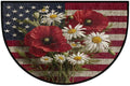 Poppy Flag Half Round Door Mat Non-Slip Semi Circle Rug Half Moon Doormat | Poppy American Flag Soft Washable Welcome Entrance Mat for Outdoor Indoor Floor Bedroom Bathroom Home Kitchen Festival Decor