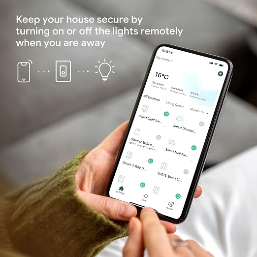 TREATLIFE Apple HomeKit Smart Switches for Lights, Neutral Wire Required, 2.4GHz WiFi Smart Light Switch Compatible with Alexa, Google Home & SmartThings, Single-Pole, No Hub Needed