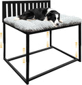 Heavy Duty Dog Bunk Bed, Adjustable Height Metal Dog Bed Frame with Wooden Side Panels & Washable Cushions, Elevated Raised Pet Bed for Large Dogs, 40.5''x28.5''