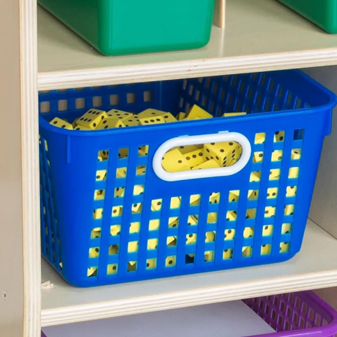 Really Good Stuff Large Plastic Storage Baskets with Handles | 13.75" x 9.75" x 5", Rainbow Group Colors, Book & Supply Organization for Classrooms & Home