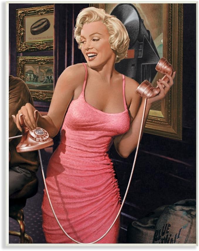The Stupell Home Decor Collection ccp-263_wd_13x19 Marilyn'S Call Glam Fashion Illustration Wall Plaque Art, Multicolor