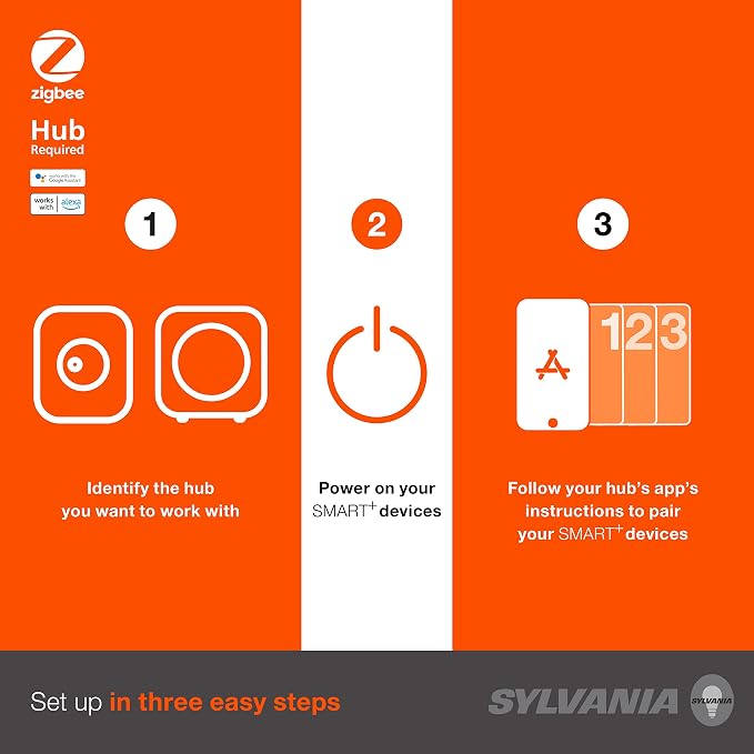 SYLVANIA SMART+ ZigBee Full Color and Tunable White A19 LED Bulb, Works with SmartThings, Wink, and Amazon Echo Plus, Hub Needed for Amazon Alexa and Google Assistant, 1 Count (Pack of 1) , Full Color