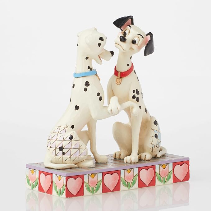 Enesco Disney Traditions Collection by Jim Shore 101 Dalmatians Pongo and Perdita Holding Paws Figurine- Stone Resin Hand Painted Collectible Disney Dog Figurines Home Decor Statue, 6 Inch