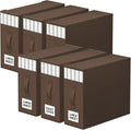 StorageTastic 6 Pack Bed Sheet Closet Organizers and Storage,Sturdy Foldable Storage Containers with Window and Label,Storage and Organization for Bedding Sheets,Duvet Covers,Blankets (Brown)