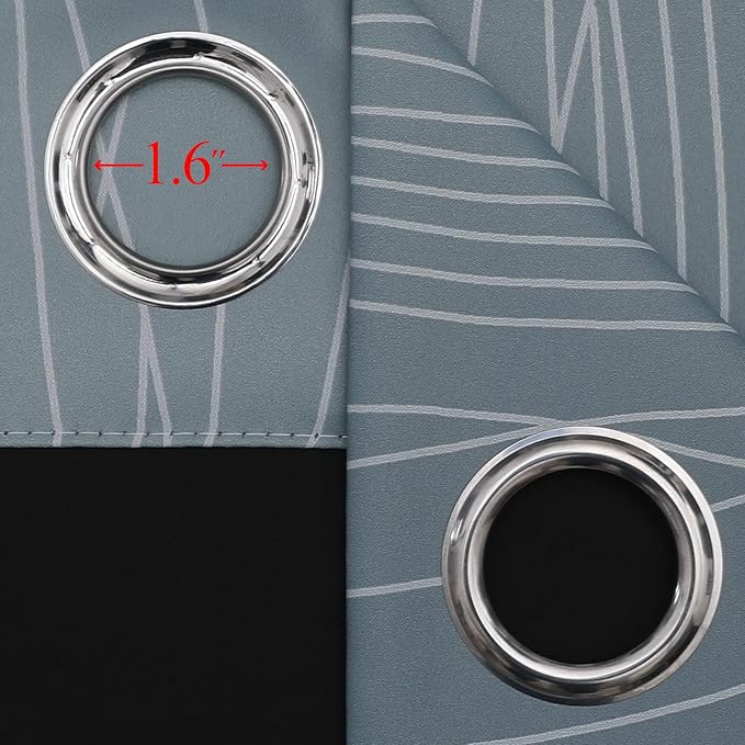 Estelar Textiler Stone Blue and Greyish White Gradient Room Darkening Blackout for Living Room, Thermal Insulated Ombre Light Blocking Grommet Blackout Drapes for Bedroom, 42Wx84L, 2 Panels