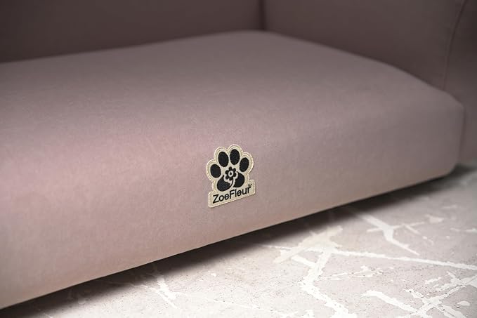 Human & Pet Sofa, Solid Pine Wood Frame Couch with High Resilience Foam, 2-in-1 Pet Furniture(Brown Pink)