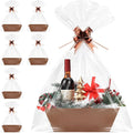 6PACK Baskets for Gifts Empty, 10x12”Thick Brown Gift Basket with Handles 6 Bows 6 Bags Empty Gift Baskets for Christmas Thanksgiving Wedding Birthday Party Wrapping Gift