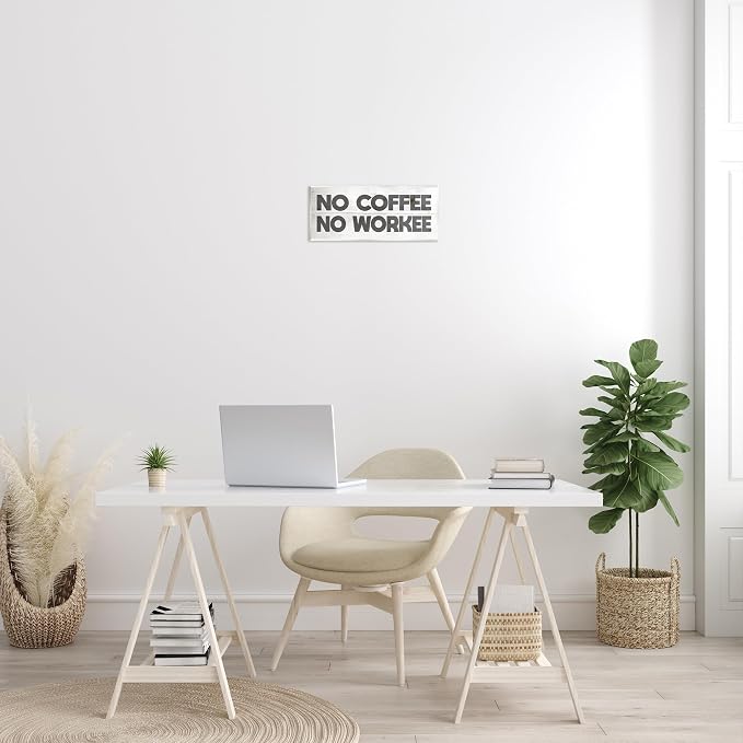 Stupell Industries 'No Coffee Funny Office Phrase'| Wall Plaque Art | Stupell Industries | 17 x 7 Inches, Easy to Hang and Sturdy, Made in USA, by Lil' Rue