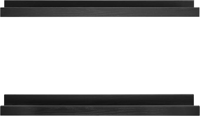 MCS Picture Ledge Shelf, Room Decor Floating Shelf, Black Woodgrain, 23.75 Inch, Set of 2