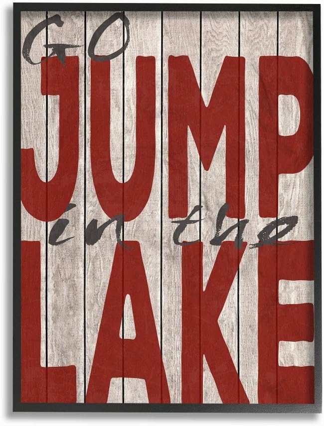 Stupell Industries Go Jump in The Lake Country Typography Red Framed Giclee Texturized Art 11 x 14 Multi-Color | Stupell Industries | Black, 11 x 14 Inches, Easy to Hang and Sturdy, Made in USA, by Regina Nouvel
