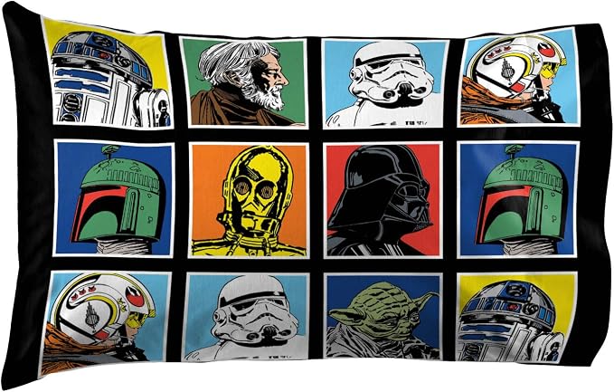 Jay Franco Kids Sheet Set with Fitted, Flat Sheets & Pillow Cover - Ultra-Soft Bedding with Pillowcase for Room Decor, Multi - Star Wars, 4 Piece Full