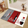 GUBIYU Red Gray Abstract Kitchen Area Rug, 2'11" x 1'11" (Runner), Non Slip, Fade Resistant, Polyester, Machine Made, All Seasons, Kitchen, Unisex, Limited Warranty
