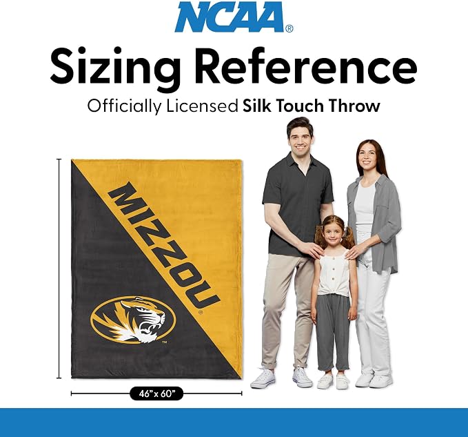 Northwest NCAA Silk Touch Throw Blanket, Ultra Soft Plush Polyester, Lightweight Warm Decorative Fan Gift, 46 x 60 in