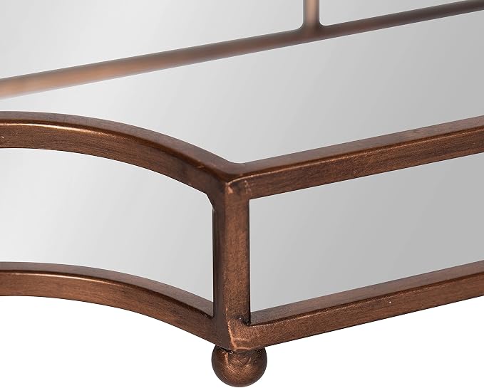 Kate and Laurel Ciel Modern Scalloped Tray; 19 x 13 x 3. Bronze; Decorative Mirrored Tray for Storage and Display