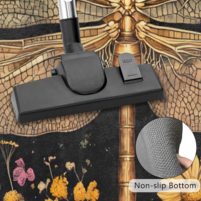 Dragonfly Half Round Door Mat Outdoor Doormat Bedroom Entrance Rug A20 | Dragonfly Flower Floral Semi Moon Door Mat Non-Slip Absorbent Kitchen Rug Indoor Welcome Bath Mat 36" X 24"