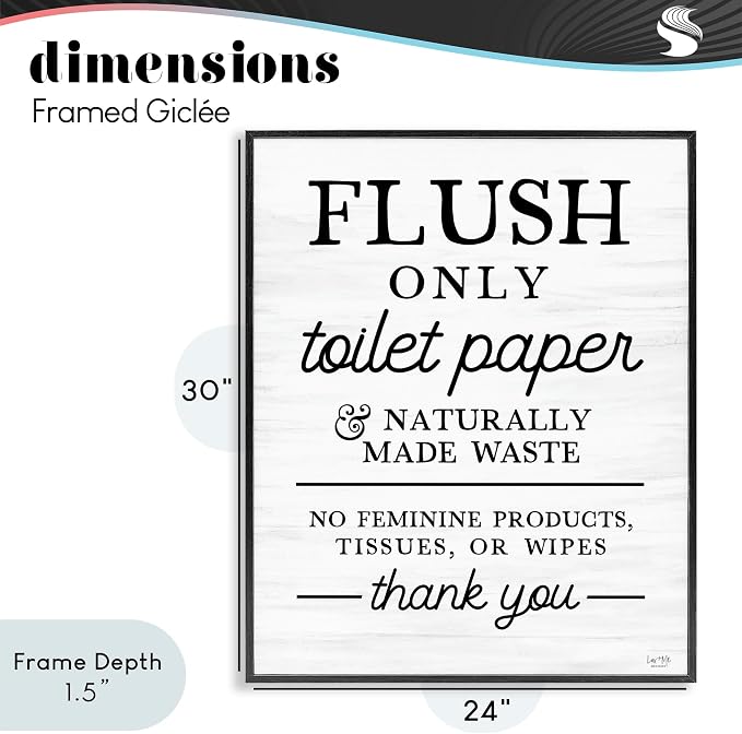 Bathroom Rules Typography Humor, 24 x 30 Inch Framed Giclée Print | Stupell Industries · Ready to hang once unboxed · Great gift for housewarming · Made in USA