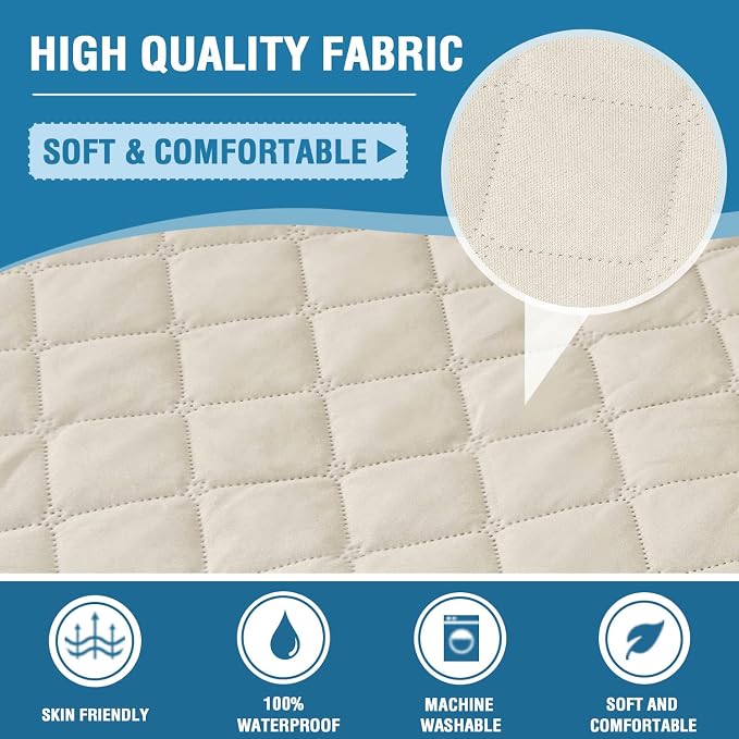 H.VERSAILTEX Sofa Covers for 3 Cushion Couch, Dog Couch Protector, Furniture Covers for Pets, 100% Waterproof Cover with Non-Skid Backing & Elastic Straps(Sofa, Coconut Milk)