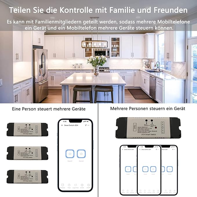 2 Channel EWelink Wireless Switch with Enclosure WiFi Switch Module Remote Control DIY Smart Home Bluetooth Relay 7-32V Power Input Compatible with Alexa Google Home