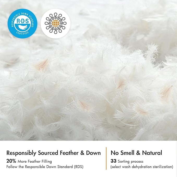 MIULEE 22x22 Pillow Inserts,Set of 2 Down Feather Throw Pillows for Couch Sofa Bed, Decorative Fluffy Throw Pillow Inserts Cotton Fabric,White