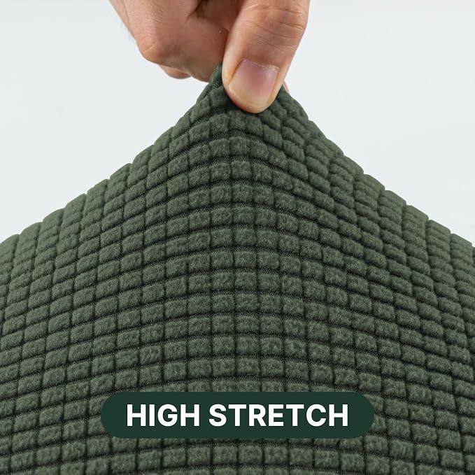 H.VERSAILTEX Stretch 3 Piece T Cushion Sofa Slipcovers Individually Sofa Cushion Covers for 3 Cushion Couch Sofa Seat Cushion Covers with Elastic Bands Featuring Thicker Jacquard Fabric, Bronze Green