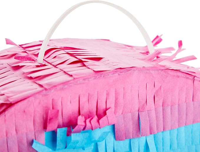 BLUE PANDA Rainbow Number 6 Pinata - Sturdy Corrugated Build & Easy Hang for Fiesta Party - Candy Filled 6th Birthday Party Surprise - Vibrant Tie-Dye Items for Kids - Small (16.5x11x3 In), Blue/White