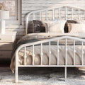 SHA CERLIN Queen Metal Bed Frame with Wrought Iron-Art Headboard, White | Victorian Style Metal Platform Bed Frame, Wrought Iron-Art Headboard and Footboard, Under-Bed Storage, No Box Spring Needed
