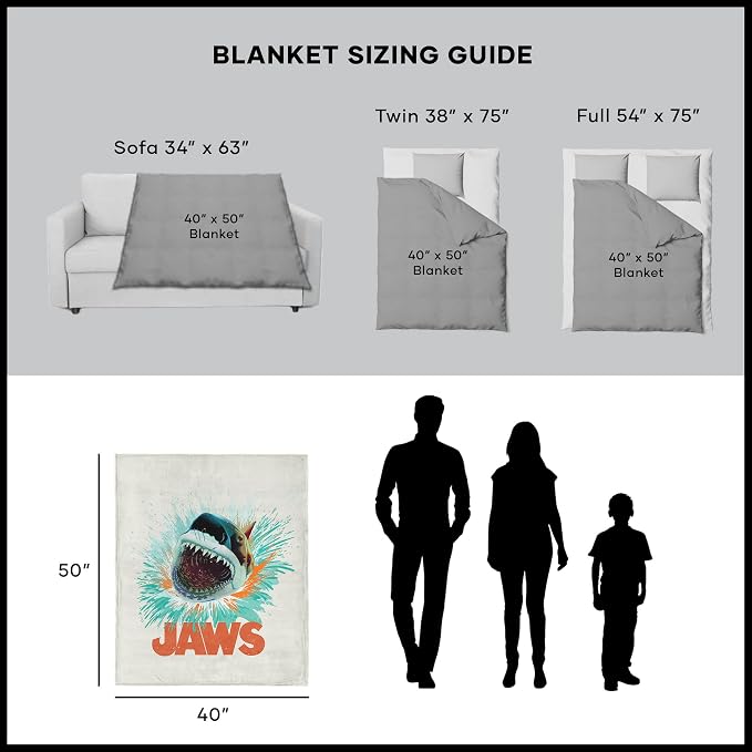 Northwest Jaws Shark Splash Silk Touch Throw Blanket 40x50 inches