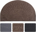 Morning View Half Round Door Mat Indoor Half Circle Entrance Rugs Outdoor Half Moon Entryway Rug Half Round Front Door Mats Rubber Welcome Mat Non Slip (Brown)