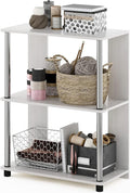 Furinno Jaya Simple Design 3-Tier Bookcase / Bookshelf / Display Rack with Stainless Steel Tubes, White Oak | 11.6 x 23.6 x 30, Storage Shelves, Shelving Unit, for Organization and Storage, Living Room, Garage, Home Office