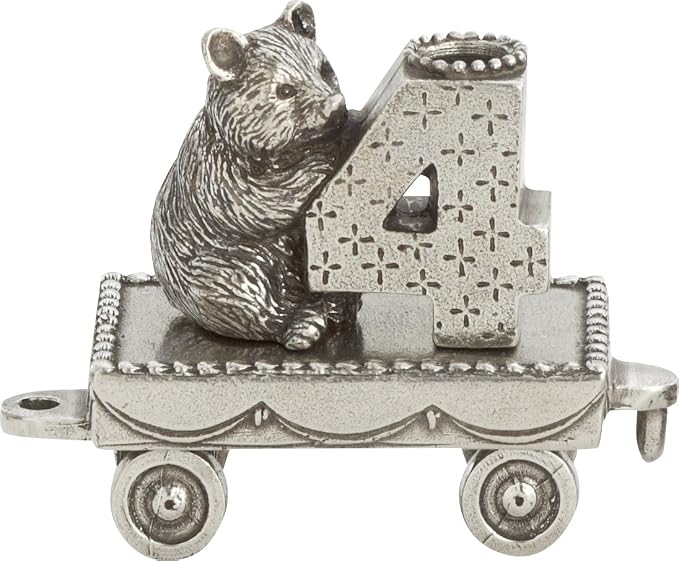 DANFORTH – Birthday Train Candleholder (4- Bear Cub) – Handcasted Pewter Birthday Party Decorations - Made in USA