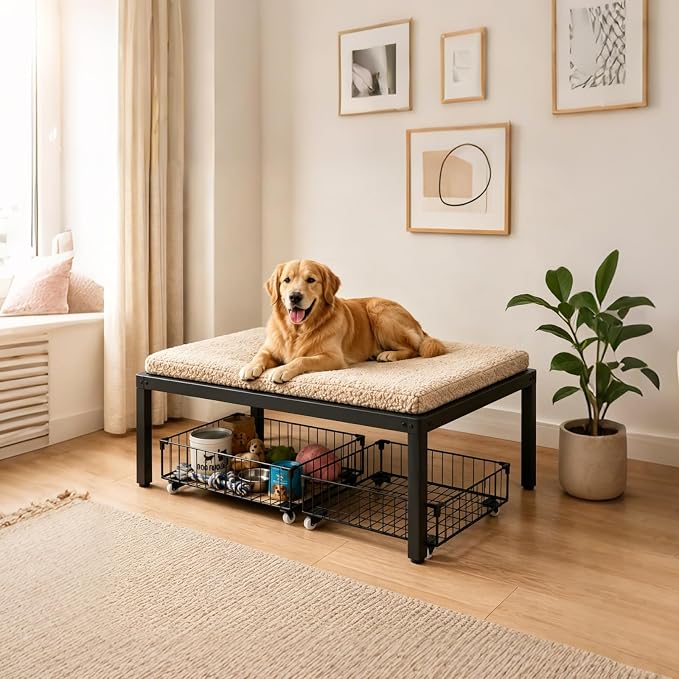 Dog Bed Frame,with Two Storage Drawer,Suitable for Various Dog beds | Get off the ground for healthier sleep