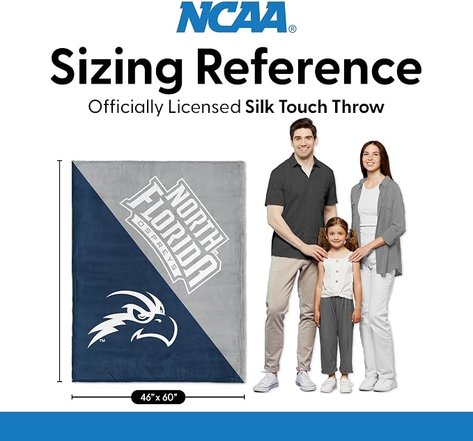 Northwest NCAA Silk Touch Throw Blanket, Ultra Soft Plush Polyester, Lightweight Warm Decorative Fan Gift, 46 x 60 in