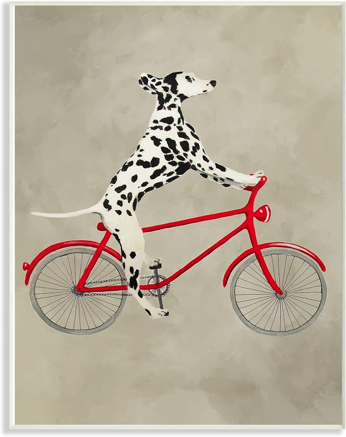 Stupell Industries Dalmatian Dog Riding Red Bicycle Oversized Wall Plaque Art, 12 x 0.5 x 18, Multi-Color | Stupell Industries · By Coco de Paris · Ready to hang · Made in USA