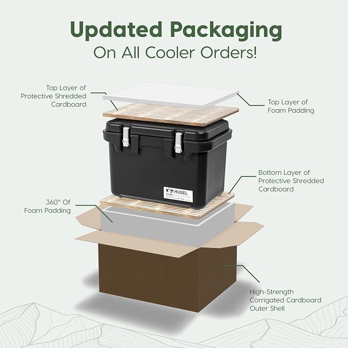 IRIS USA Hugel 44 Qt Cooler, Metal Buckle, Leak Resistant, Rotomolded, Gray | Bungee straps for ice pack storage, Heavy Duty, Molded Handles, Portable, Vacuum Insulation