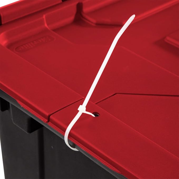 Sterilite Industrial Storage Tote with Lids for Garage, 12 Gallon, 18-Pack | Heavy-Duty and Stackable Utility Box Containers for Home, Office, and Basement Organization, Black/Red