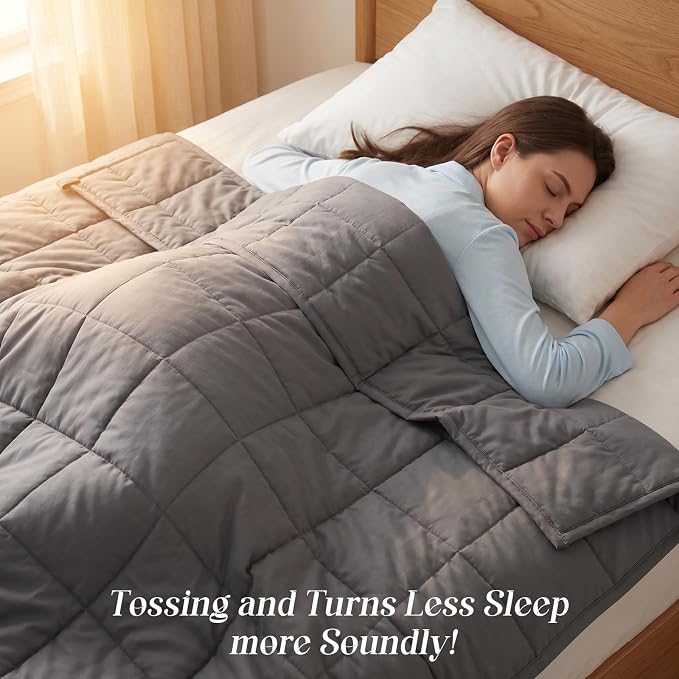 Smart Queen Weighted Blanket for Adults (20 lbs, 60” x 80”, Queen Size) Breathable Heavy Throw Blanket for 160-220 lbs, Soft Thick Blankets with Cooling Glass Beads, All Season, Machine Washable, Grey