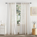 RYB HOME Ivory Sheer Curtains for Living Room, Linen Blend Filter Sunlight by RYBHOME