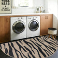 Faux Jute Rug 3x6Ft Half Circle Zebra Stripe Doormat Easy Jute Carpet for Farmhouse Bedroom Kitchen, Non-Slip Half Round Floor Mat for Living Room Kids Room Indoor Outdoor Decor, Black 6