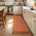 Collive 2' x 6' Kitchen Runner Rug, Modern Farmhouse Washable Bathroom Mat, Hand-Woven Hallway Runner Rugs Reversible Bedroom Carpet for Laundry Entryway Terracotta Fall Decor