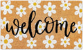 JarThenaAMCS Spring Flower Welcome Doormat Daisy Natural Coir Door Mat Non-Slip Floral Entrance Door Rugs for Indoor Outdoor Home Bathroom Decor, 16.5 x 29 Inch