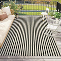 LEEVAN 5'X8' Black and White Striped Woven Cotton Reversible Outdoor Rug | Machine Washable Front Porch Rug, Entryway Door Mat, Indoor Layering Carpet for Balcony Farmhouse Laundry Patio