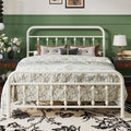 SHA CERLIN Queen Metal Bed Frame with Victorian Iron-Art Headboard, Cream | Victorian Iron-Art Headboard and Footboard, Easy Assembly, Under Bed Storage, No Box Spring Required