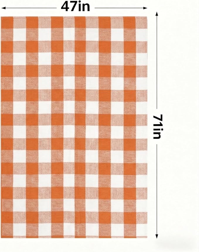 Halloween Orange and White Buffalo Plaid Rug,4' x 6' Indoor Outdoor Washable Rug, Spooky Accent Mat for Halloween Indoor Outdoor Decor, Porch, Living Room, Entryway, Patio