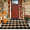 SEEKSEE Buffalo Plaid Outdoor Rug 3' x 5' Coffee and Black Front Door Mat, Layering Rug for Porch, Washable Doormat, Front Porch Rug for Outdoor Entrance Entryway Patio Porch Decor