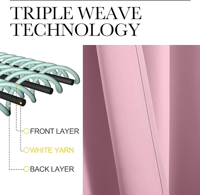NICETOWN Blackout Curtains for Bedroom, Blackout Curtain Panels, Rouge Pink, 1 Pair, 62 by 63-inch, Window Treatment Energy Saving Thermal Insulated Solid Rod Pocket Blackout Drapes/Draperies