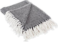 DII 100% Cotton Basket Weave Throw for Indoor/Outdoor Use Camping Bbq's Beaches Everyday Blanket, 50 x 60, Black (Pack of 12)