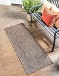 Unique Loom Outdoor Solid Collection Area Rug (2' x 7' 1" Runner Light Brown/Ivory)