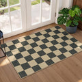 Lessymo Checkered Easy Jute Kitchen Rug, 2x3 Small Washable Front Door Mat | Non-Slip, Non-Shed Indoor/Outdoor Carpet for Porch Entryway Bathroom Bedroom Bedside, Modern Geometric Diamond Black/Beige